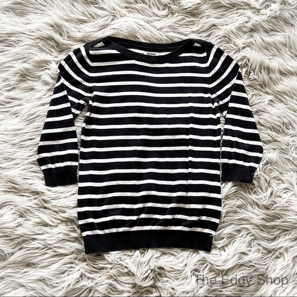 Old Navy | 3/4 Length Striped Crewneck Sweater - Picture 1 of 6